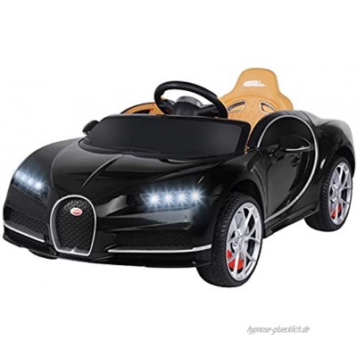 Actionbikes Motors Kinder Elektroauto Bugatti Lizenziert Vollgummireifen 2,4 Ghz Fernbedienung Elektroauto für Kinder ab 3 Jahre Schwarz
