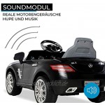 Actionbikes Motors Kinder Elektroauto Mercedes Benz AMG SLS Lizenziert Rc 2,4 Ghz Fernbedienung Led Mp3 Soundmodul Elektro Auto für Kinder ab 3 Jahre Kinderauto Spielzeug Schwarz