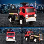 COSTWAY Kinder Feuerwehrauto Elektroauto Kinderauto Elektrofahrzeug Kinderfahrzeug mit Sirene Blaulicht Hupe und Musik geeignet für Kinder 3-8 Jahre