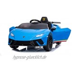 ES-TOYS Elektro Kinderauto Huracan lizenziert 12V Akku 2 Motoren- 2,4Ghz Fernsteuerung MP3 Ledersitz+Eva Blau