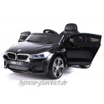 ES-TOYS Kinderfahrzeug Elektro Auto BMW 6GT lizenziert 12V 2 Motoren+ 2,4Ghz+ Ledersitz+Eva Schwarz