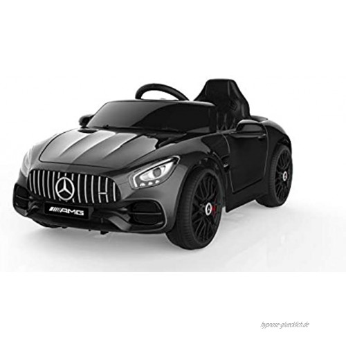 ES-TOYS Kinderfahrzeug Elektro Auto Mercedes AMG GT lizenziert 12V 2 Motoren- 2,4Ghz MP3 Ledersitz+Eva Schwarz