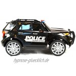 ES-TOYS Kinderfahrzeug Elektro Auto US Police SUV 12V7AH Akku,2 Motoren- 2,4Ghz Fernsteuerung MP3 Sirene und Megaphone + Eva Reifen und Ledersitz