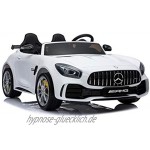 Kinderfahrzeug Elektro Auto Mercedes GT R Doppelsitzer lizenziert 12V10AH 2 Motoren- 2,4Ghz Fernsteuerung MP3 Ledersitz+EVA-Weiss
