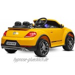 Lizenz Kinder Elektro Auto Volkswagen Beetle Dune Cabrio 2X 30W 12V 4.5Ah 2.4G RC Bluetooth Kinderfahrzeug Kinderauto Gelb