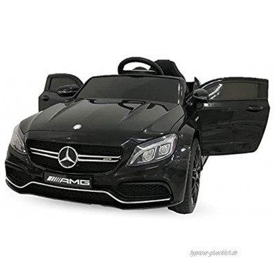 Lizenz Mercedes C63 AMG Elektro Kinder Auto 2x25W 12V 7Ah RC Kinderauto Kinderfahrzeug Schwarz