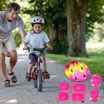 HUSHUI Kinderschutzausrüstung 7 STK. Set Kinderschutzausrüstung mit verstellbaren Helmkniepolstern Ellbogenschützer Handgelenkpolster für Fahrradrollschuhe