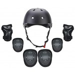Qagazine Kinder Schutzausrüstung Set Universal 7-teilig Kinder Knieschützer Ellenbogenschoner Handgelenkschutz Fahrrad Fahrrad Helm für Skaten Radfahren Roller