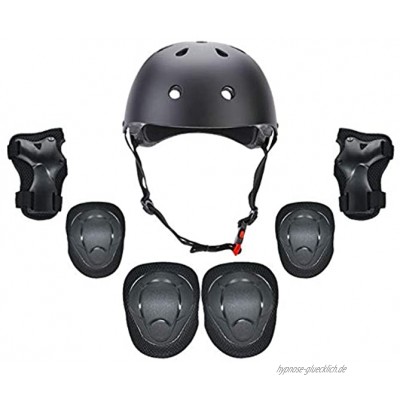 Qagazine Kinder Schutzausrüstung Set Universal 7-teilig Kinder Knieschützer Ellenbogenschoner Handgelenkschutz Fahrrad Fahrrad Helm für Skaten Radfahren Roller