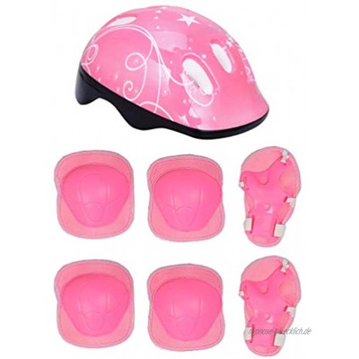 VORCOOL Kinder Schutzausrüstung Fahrradhelm mit Ellenbogen Handgelenk Knieschützer Kinder Fahrrad Zubehör Pink