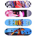 Deck Concave Skateboard MäDchen Rollen Board,Kinder Cruiser Board,Komplettes Standard-Double-Kick-Skateboard 7-Lagigem Ahorn-Deck Für Kinder Jugendliche Erwachsene AnfäNger Led-BlitzräDer Mit,28 X 8