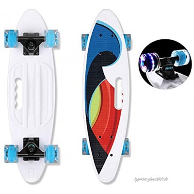 Junli 58,9 cm hochflexibles Mini-Cruiser-Skateboard aus Kunststoff für Kinder Jugendliche und Erwachsene mit hoher Rebound-Rädern aus Polyurethan