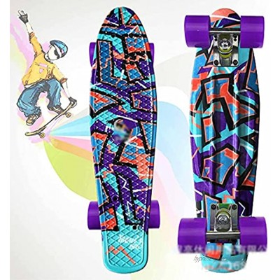 Kinder Cruiser Board Komplettes Standard-Double-Kick-Skateboard 7-Lagigem Ahorn-Deck Deck Concave Skateboard MäDchen Rollen Board Für Kinder Jugendliche Erwachsene AnfäNger Led-BlitzräDer,22 X 6