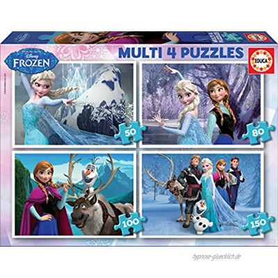 Educa 16173 Kartonpuzzle Multi Frozen Eiskönigin 4-er Pack