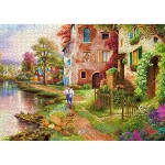 Puzzle 1000 Teile,Puzzle für Erwachsene,Impossible Puzzle Puzzle farbenfrohes legespiel,Geschicklichkeitsspiel für die ganze Familie-Straßencafé Romantisches Cottage