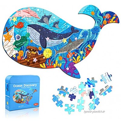 Puzzle Kinder 108 Teile Jigsaw Puzzle Fisch Kinder Ocean Puzzle Spielzeug Kinderpuzzle Geschenk für Kleinkinder Jungen Mädchen ab 3 4 5 6 7 8 9 Jahren