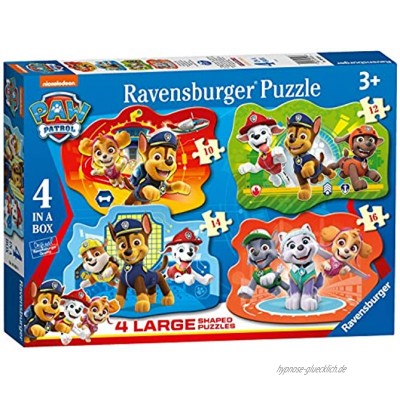 Ravensburger 3028 Paw Patrol – 4 große geformte Puzzles 10 12 14 16 Teile für Kinder ab 3 Jahren,