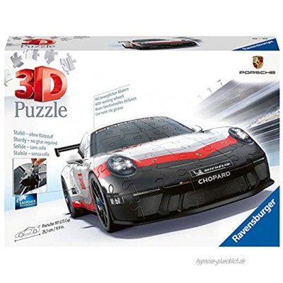 Ravensburger 3D Puzzle 11147 Porsche 911 GT3 Cup 3D Puzzle für Kinder und Erwachsene mit 136 Teilen Modellauto Modellbau ganz ohne Kleber