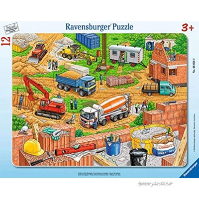 Ravensburger Kinderpuzzle 06058 Arbeit auf der Baustelle Rahmenpuzzle für Kinder ab 3 Jahren mit 12 Teilen