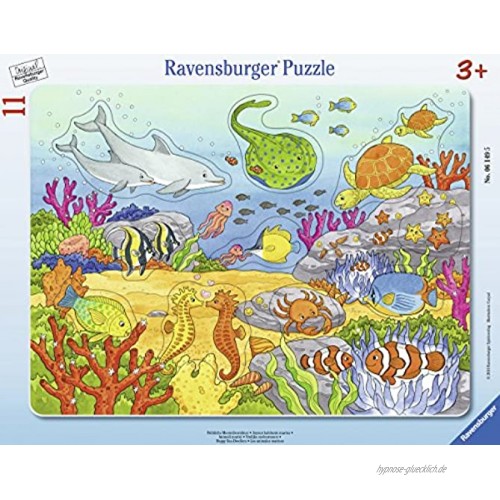 Ravensburger Kinderpuzzle 06149 Fröhliche Meeresbewohner Rahmenpuzzle für Kinder ab 3 Jahren mit 11 Teilen