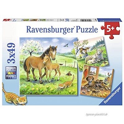 Ravensburger Kinderpuzzle 08029 Kuschelzeit Puzzle für Kinder ab 5 Jahren mit 3x49 Teilen