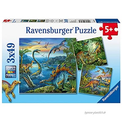 Ravensburger Kinderpuzzle 09317 Faszination Dinosaurier Puzzle für Kinder ab 5 Jahren mit 3x49 Teilen