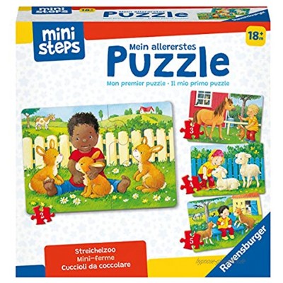 Ravensburger ministeps 4169 Mein allererstes Puzzle: Streichelzoo 4 erste Puzzles mit 2-5 Teilen Spielzeug ab 18 Monate