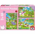 Schmidt Spiele 56225 Prinzessin im Schlossgarten 3 x 48 Teile Kinderpuzzle