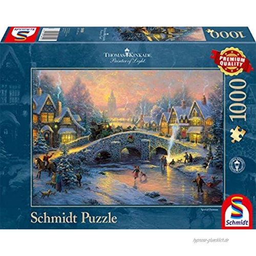 Schmidt Spiele 58450 Thomas Kinkade Winterliches Dorf 1000 Teile Puzzle