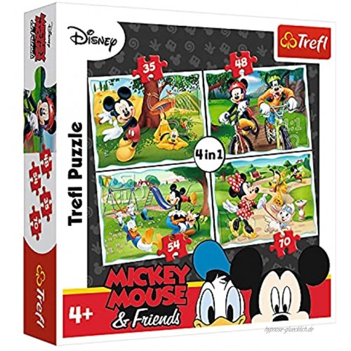 Trefl 34261 Spiele im Park Disney Mickey Mouse and Friend von 35 bis 70 Teilen 4 Sets für Kinder ab 4 Jahren Puzzels Farbig
