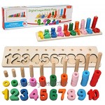 Afufu Montessori Spielzeug Kleinkind Angeln Spiel Lernspielzeug Holzspielzeug ab 1 2 3 4 5 Jahre Kinder Vorschule Mathe Sortieren Stapeln Anzahl Zahlen Lernen Holzblöcke Puzzleeug aus Holz Zahlen