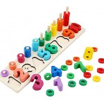 Afufu Montessori Spielzeug Kleinkind Angeln Spiel Lernspielzeug Holzspielzeug ab 1 2 3 4 5 Jahre Kinder Vorschule Mathe Sortieren Stapeln Anzahl Zahlen Lernen Holzblöcke Puzzleeug aus Holz Zahlen