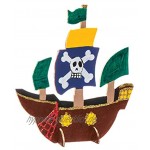 Baker Ross Piratenschiffe aus Holz zum Aufstellen 6 Stück – für Kinder zum Basteln und Gestalten von 3D-Piratenschiffen