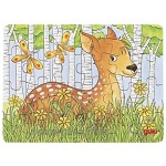 cama24com Puzzle aus Holz Tiere Minipuzzle Waldtiere 6 Stück Kindergeburtstag Mitgebsel mit Palandi® Sticker