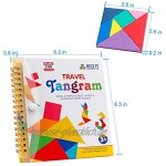 Coogam Travel Tangram Puzzle mit 3 Magnetic Tangram Road Trip Tangoes Jigsaw Shapes Dissektionsspiele mit Lösung IQ Book Pädagogisches Spielzeug Rätselgeschenk