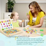 COOLJOY Magnetisches Holzpuzzles Puzzle-Spiele Doppelseitiges Puzzle- und Zeichen-Staffelei Kreidetafel Lernspielzeug für Kinder Digitales Muster
