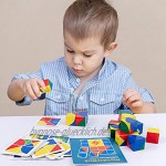 Czemo Holzwürfel Spielzeug Holzmuster Blöcke Bunte Hölzerne Intelligenz Puzzle Montessori Spielzeug Geschenke Lernspielzeug Geometrische Puzzle Geschenk für Kinder Vorschule