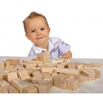 Eichhorn 100010141 100 naturfarbene Holzbausteine in der Aufbewahrungsbox mit Kordel und Sortierdeckel für Kinder ab 1 Jahr