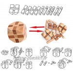 Gracelaza Denksportaufgaben Cube Knobelspiele Set Bambus Spielzeug 3D Puzzle Geduldspiel aus Bambus Ideal Mind Spielzeug und Geschenk für Junge und Mädchen