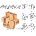 Gracelaza Denksportaufgaben Cube Knobelspiele Set Bambus Spielzeug 3D Puzzle Geduldspiel aus Bambus Ideal Mind Spielzeug und Geschenk für Junge und Mädchen