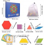 HellDoler Holzpuzzles Geometrische Puzzle 155 Teile Bausteine Montessori Spielzeug Grafische Klassische Pädagogisches Spielzeug mit 24 Design Karten für Kinder Kleinkind
