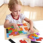 Holzpuzzle Tetris Tangram Puzzlespiel Pädagigisches Spielzeug für Kinder Bunte Hölzerne Puzzles pädagogischen Bildung Spielzeug Geschenk