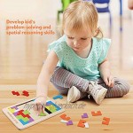 Holzpuzzle Tetris Tangram,40er Pack Holz-Puzzle Jigsaw Geometrische Blöcke Holz Puzzle Box Gehirn Spiele für Kinder frühe Pädagogische Beste Geschenk