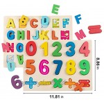 Jacootoys Wooden Alphabet und Number Puzzle Learning Brettspiel Lernspielzeug Geschenk für Kinder