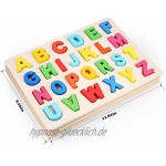 LENNYSTONE Holzspielzeug Kinder Alphabet Zahlen und Form holzpuzzle Buchstaben Steckspuzzle Montessori Lernspielzeug Sortierspiel ab 3 4 5 Jahre Motorikspielzeug Geschenk für Junge Mädchen