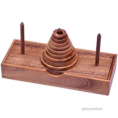 LOGOPLAY Pagoda Turm von Hanoi Denkspiel Knobelspiel Geduldspiel Logikspiel mit 9 Scheiben aus Holz