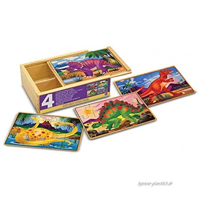 Melissa&Doug Dinosaurierpuzzles in einer Box | Puzzles | Holzspielzeug | 3+ | Geschenk für Jungen oder Mädchen