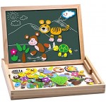 MOVEONSTEP Magnetische Holzpuzzles Puzzle Magnetisch Pädagogisches Holzspielzeug 100 STÜCKE Doppelseitiges Magnetisches Reißbrett mit 3 Farbe Mark Stifte für Kinder Alter 3 +Panda