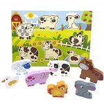 RB&G Holzpuzzle mit großen Teilen Bauernhof Puzzle für Kinder ab 1 Jahr Hase & Co. Bausteine Spielsteine Tiere