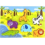 RB&G Holzpuzzle mit großen Teilen Safaritiere Puzzle für Kinder ab 1 Jahr Nilpferd & Co. Puzzle Baby